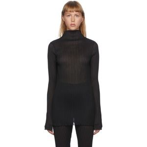 Jil Sander Black Pleated Turtleneck Top/Blouse